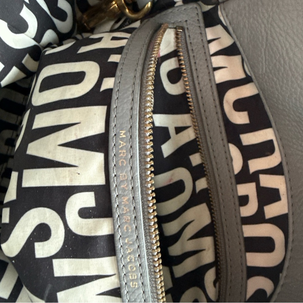 Vintage Marc By Marc Jacobs Q Fran Large Grey Pebbled Leather Shoulder Tote Bag - Picture 4 of 10